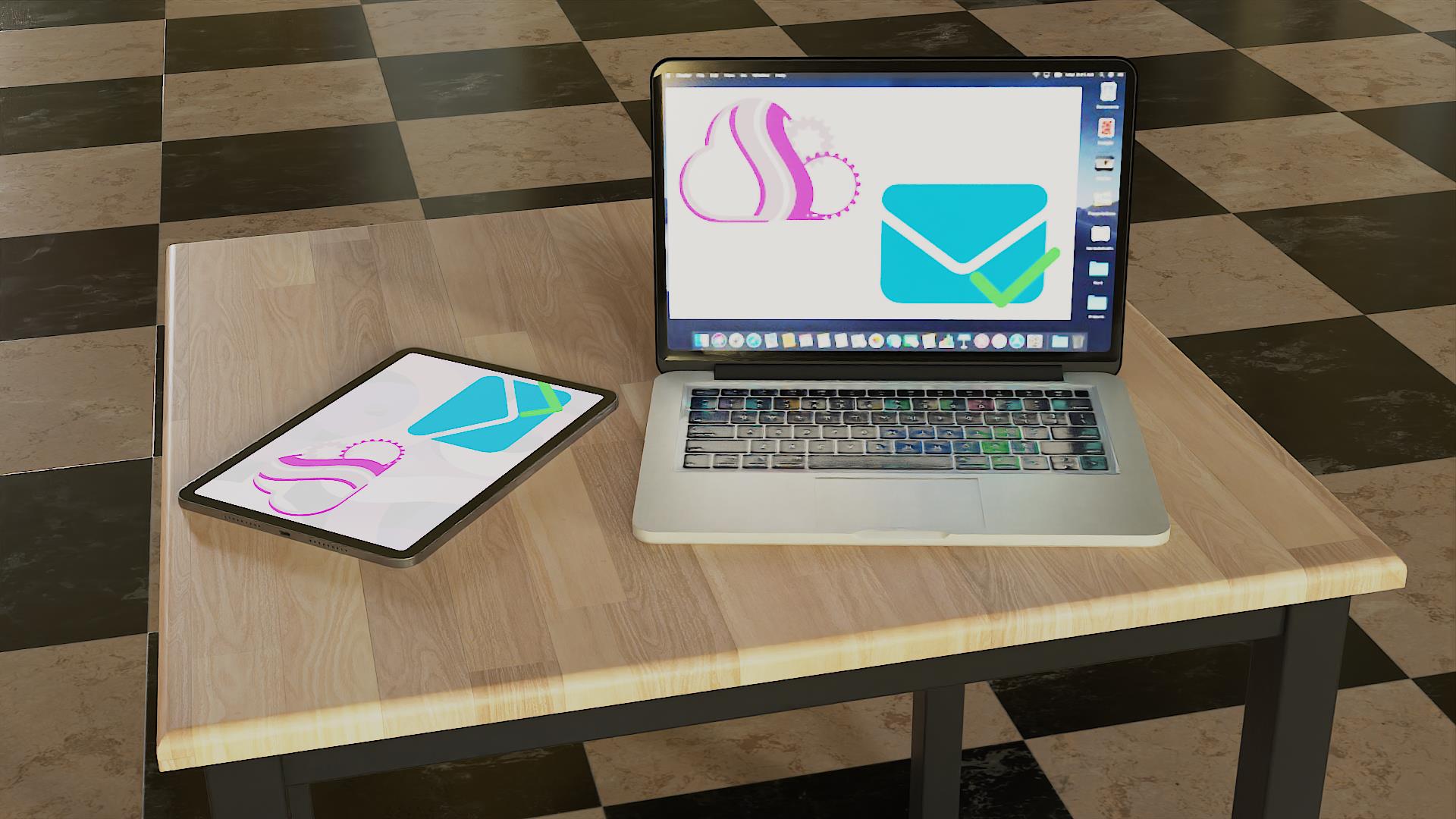 3D image of laptop and tablet